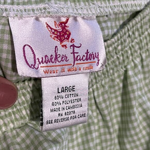 Vintage Quacker Factory Sage Green Gingham Check Shorts Large - Picture 4 of 6